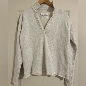 Frank & Eileen $238 Patrick Popover Sweatshirt Pullover Triple Fleece Beige Gray
